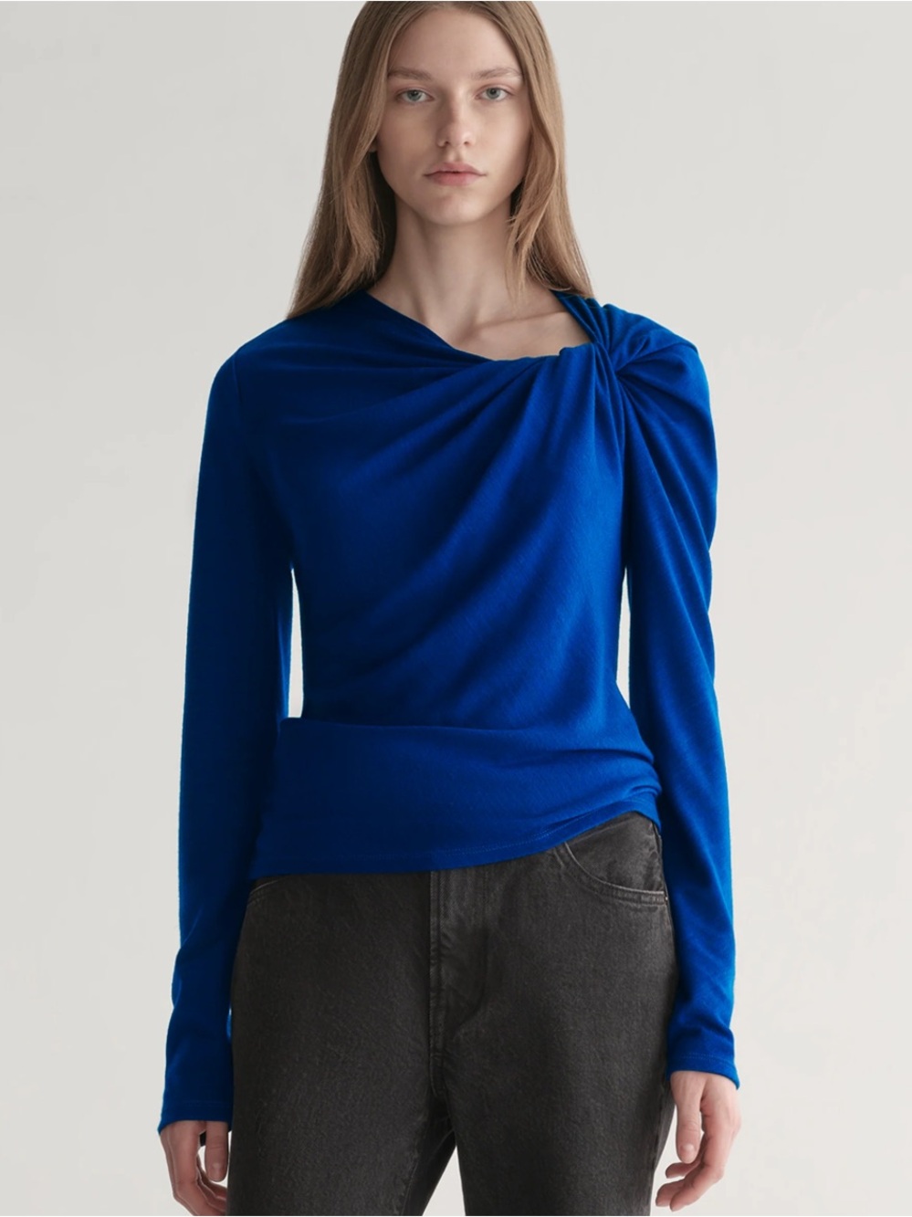 A.L.C. Lizzy Wool Jersey Top in Yves Blue Size M